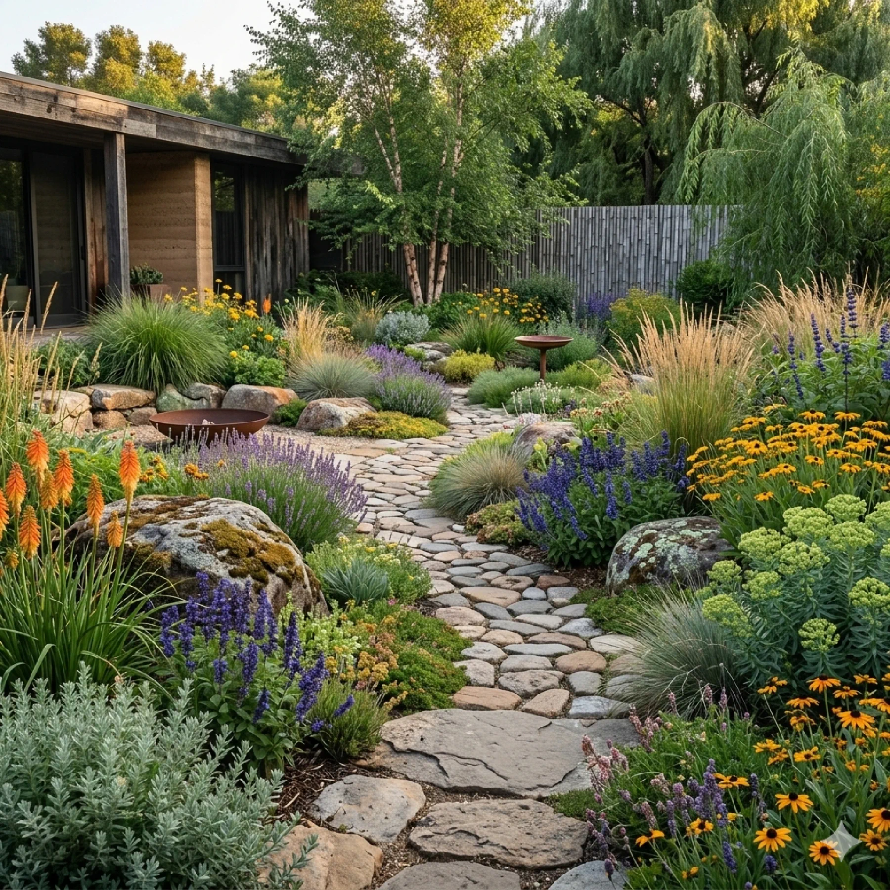 Beautiful landscaped garden maintained by Bidgee Gardens